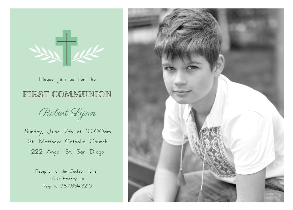 Cross - first holy communion invitation