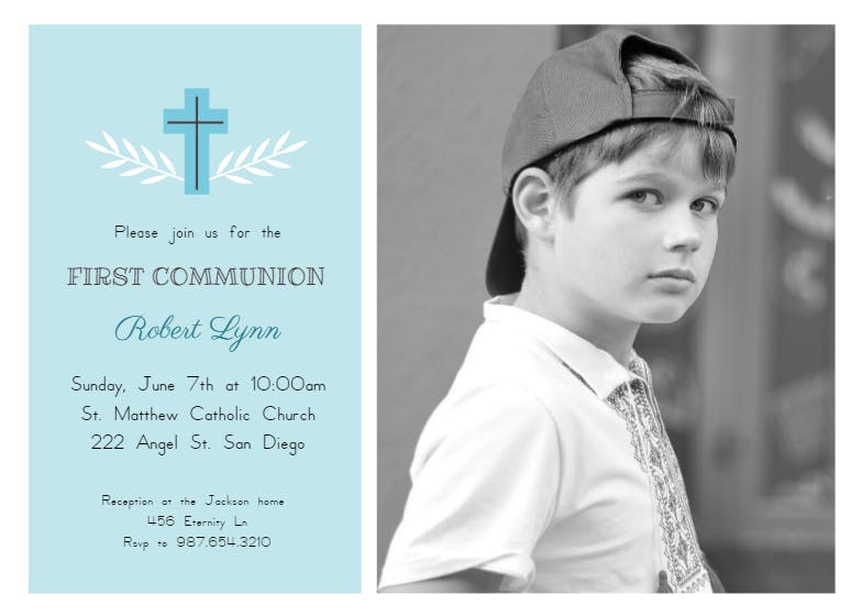Cross - first holy communion invitation