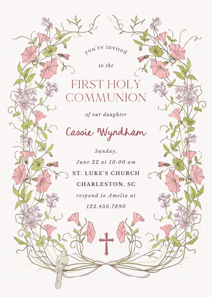 Dainty victorian - first holy communion invitation