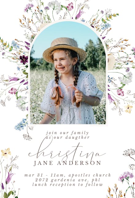 Dainty Wild Floral - First Holy Communion Invitation