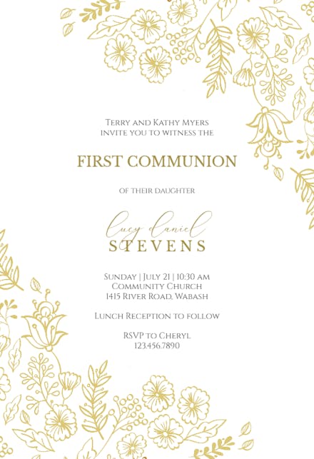 First Holy Communion Invitation Templates Free Greetings Island