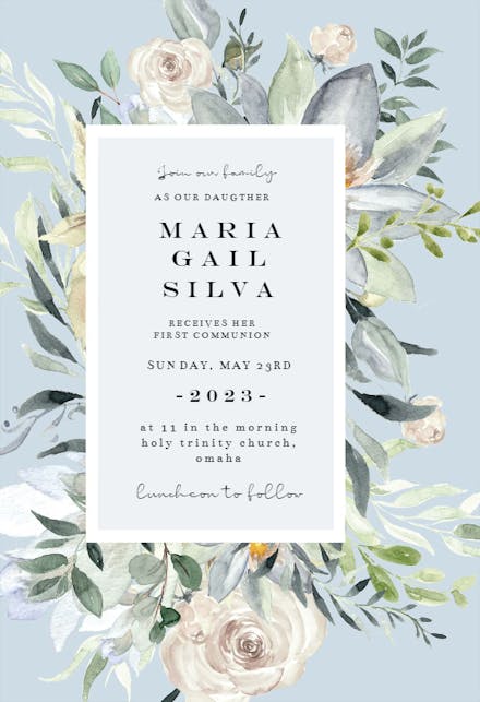 Eucalyptus Charm - First Holy Communion Invitation