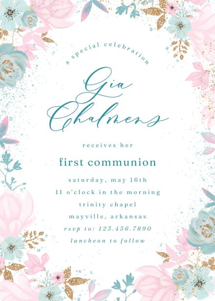 Fairy garden - first holy communion invitation