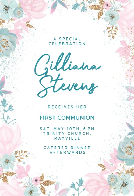 Fairy Garden - First Holy Communion Invitation