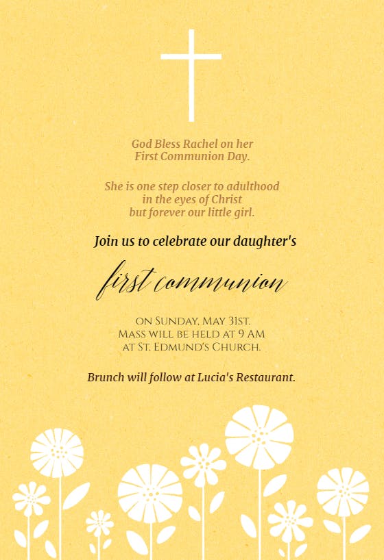First Communion - First Holy Communion Invitation Template (Free)