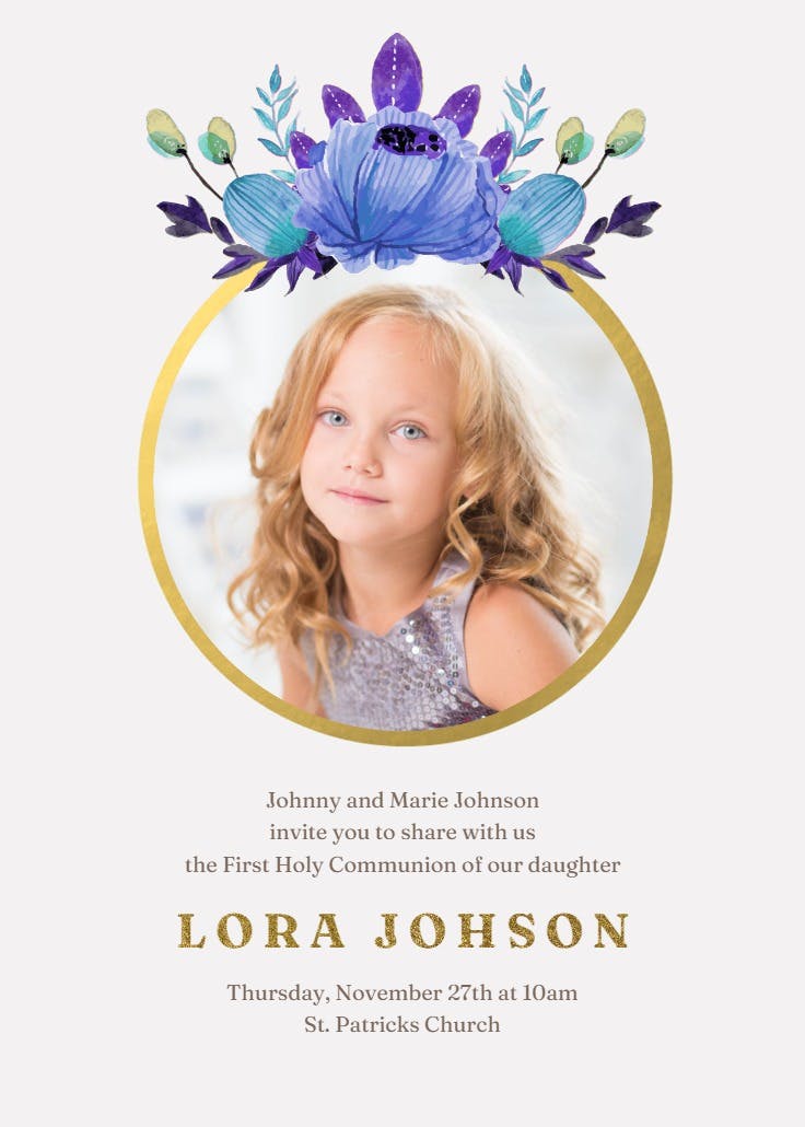 Floral - invitación de comunión