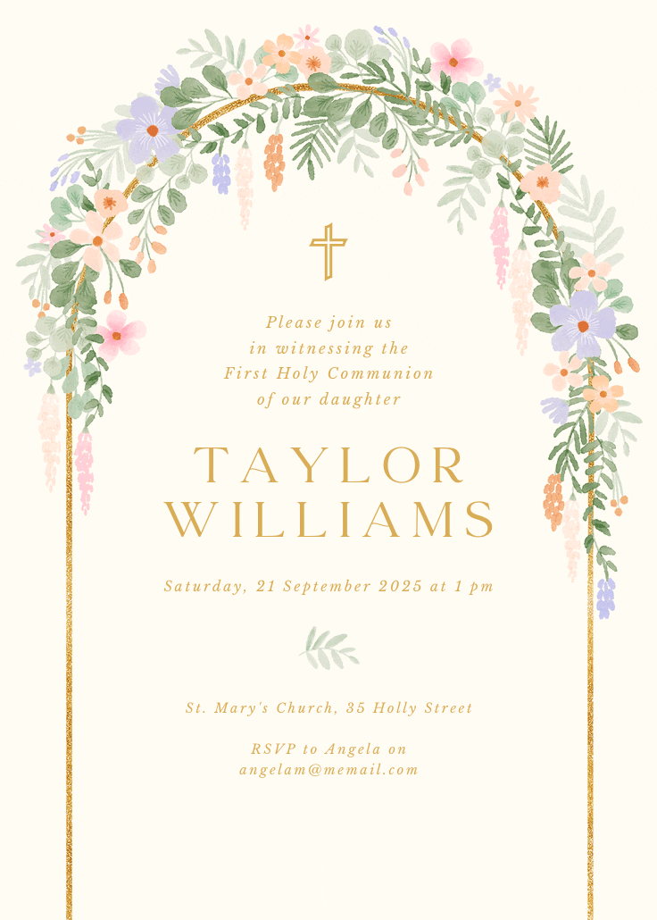 Floral arch - invitación de comunión