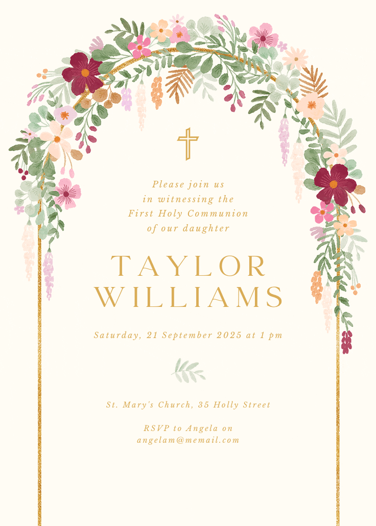 Floral arch - invitación de comunión