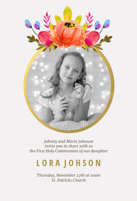 Floral - First Holy Communion Invitation