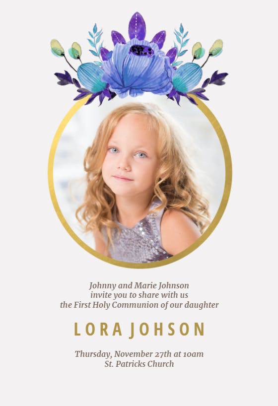 Floral - first holy communion invitation