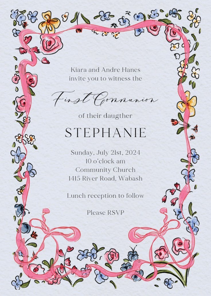 Flourished Love - First Holy Communion Invitation Template | Greetings ...