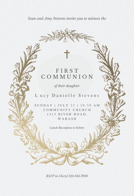 First Holy Communion Invitation Templates Free Greetings Island