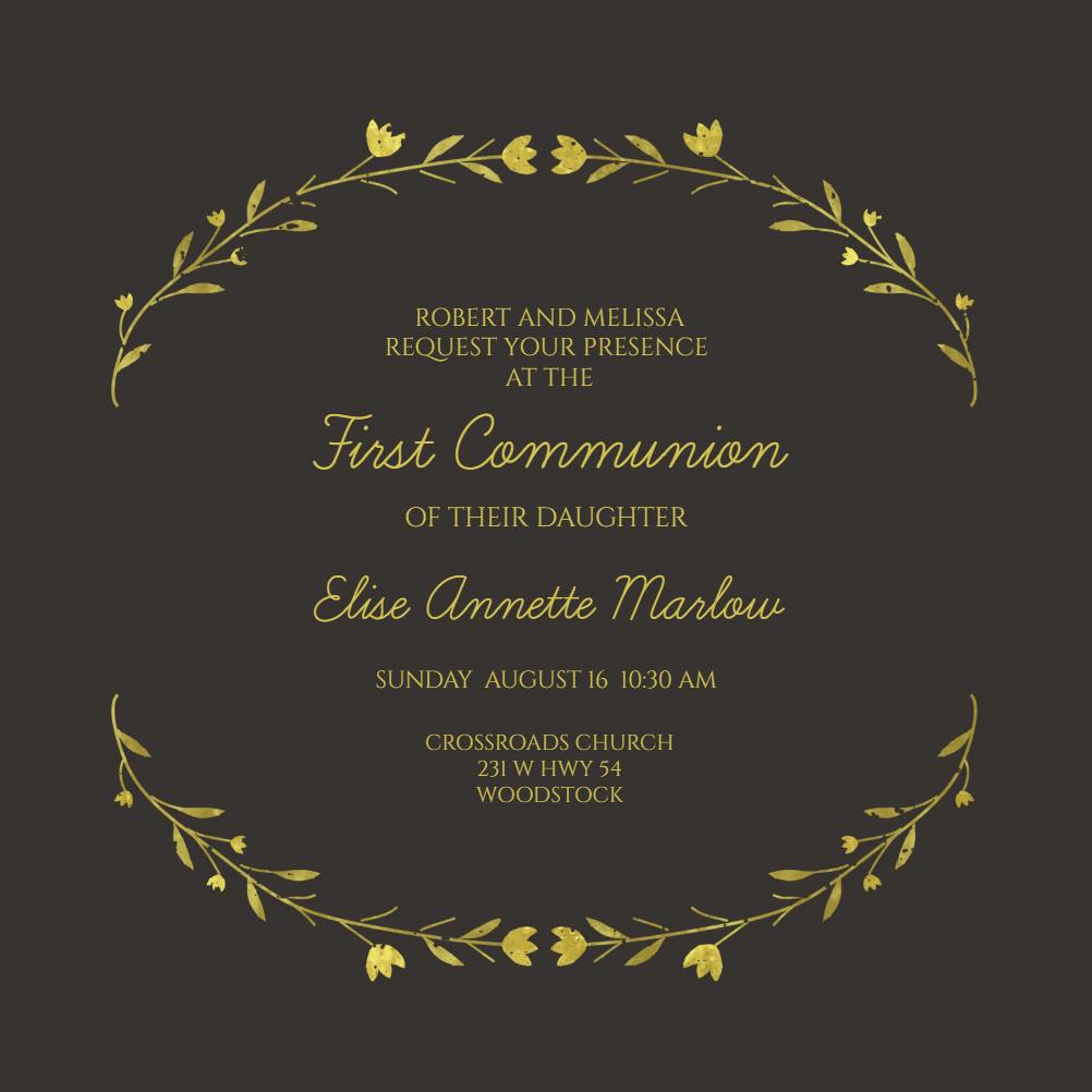 Graceful flowers - first holy communion invitation