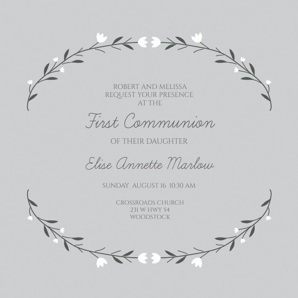 Flower Ring Square - First Holy Communion Invitation Template (Free ...