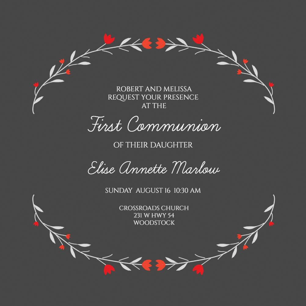 Graceful flowers - first holy communion invitation