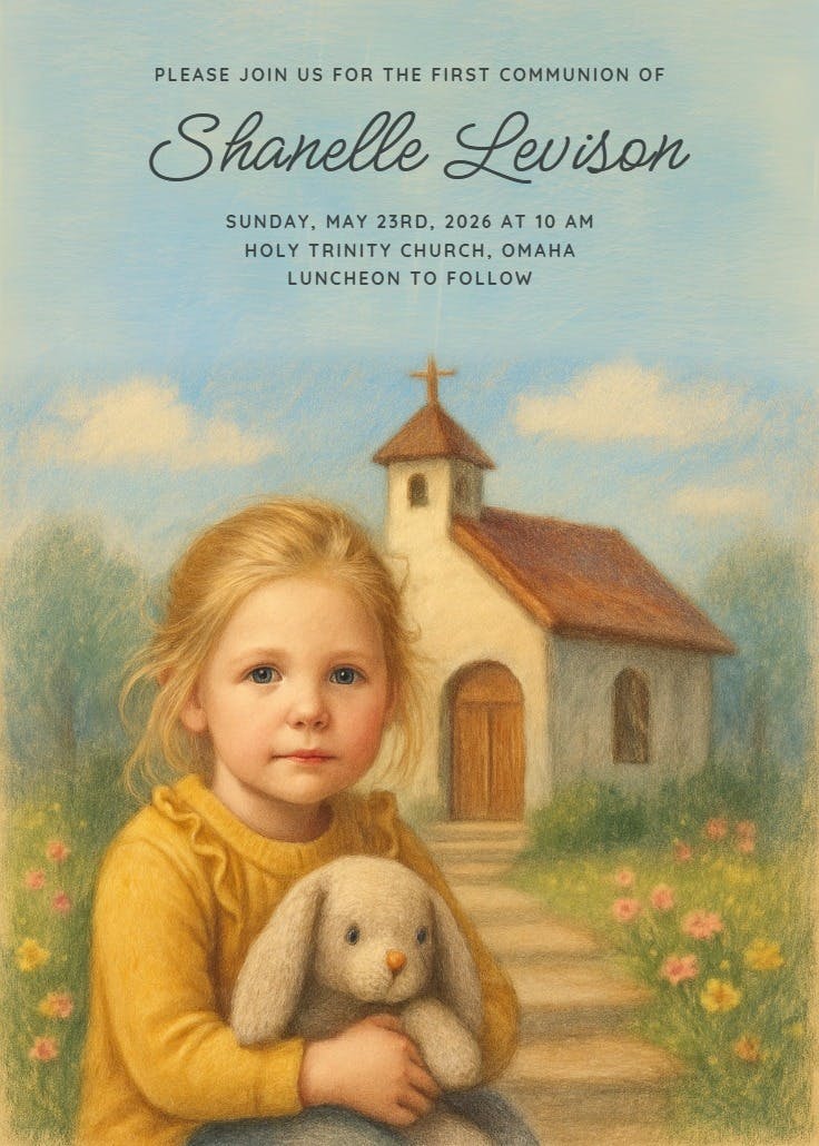 Graceful path - first holy communion invitation