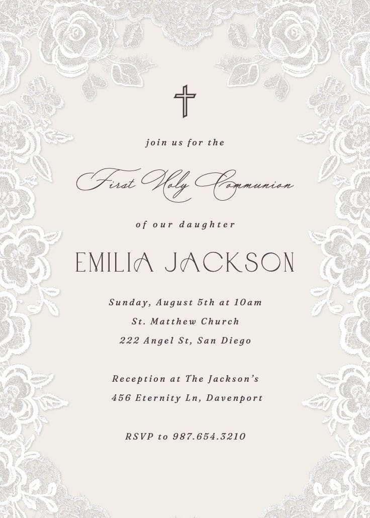 Lovely in lace - first holy communion invitation