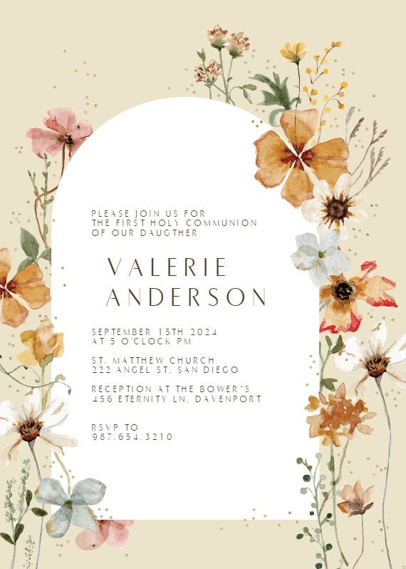 Meadow arch - first holy communion invitation