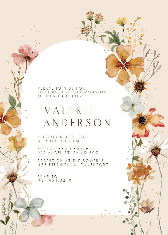 Meadow arch - first holy communion invitation