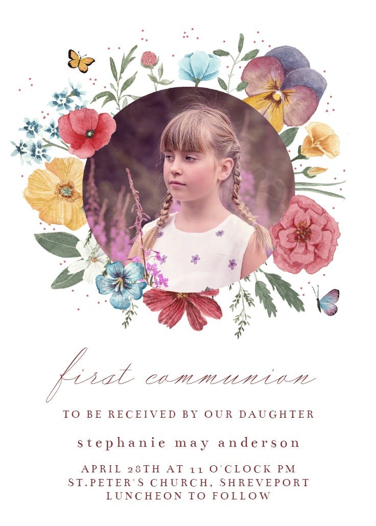 Meadow wreath - first holy communion invitation