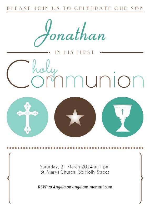 Modern graphics boy - first holy communion invitation