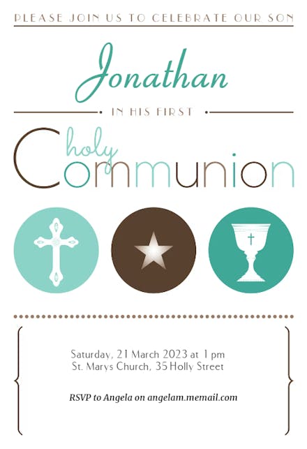 Modern Graphics Boy - First Holy Communion Invitation