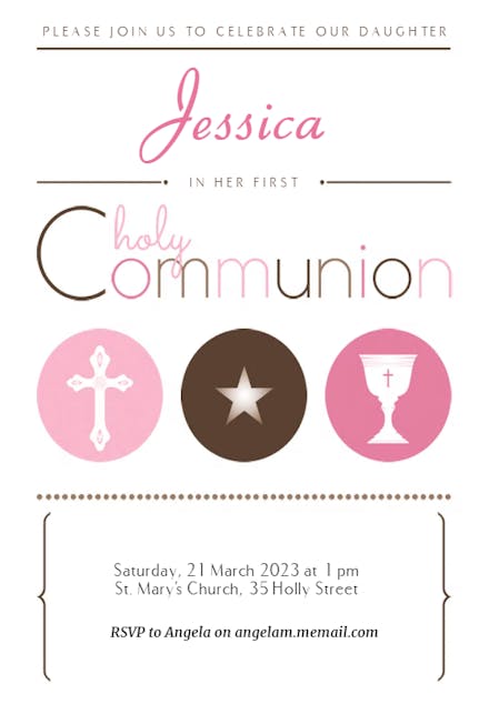 Modern Graphics Girl - First Holy Communion Invitation