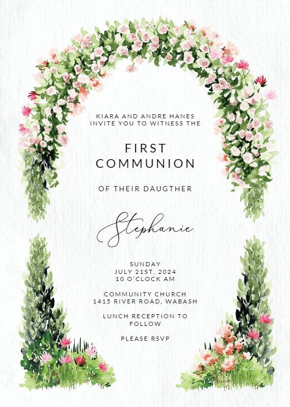 Monets garden - first holy communion invitation