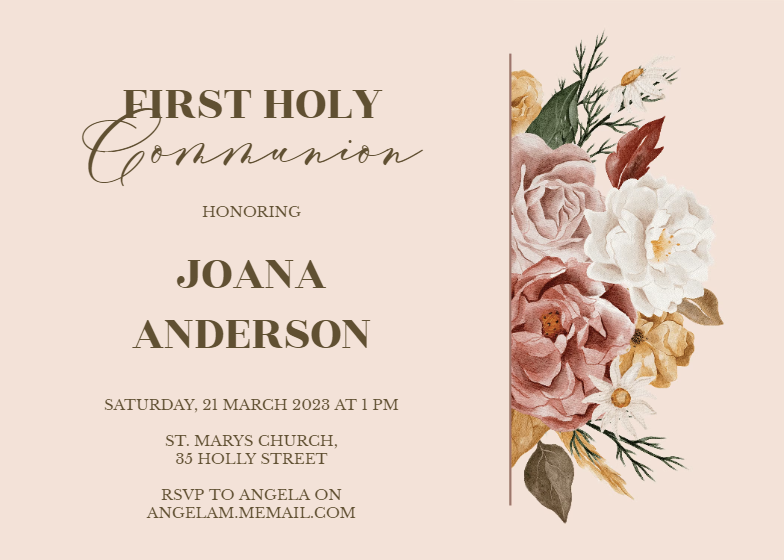 Nocturnal Flowers - First Holy Communion Invitation Template (Free ...