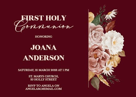 Nocturnal Flowers - First Holy Communion Invitation Template (Free ...