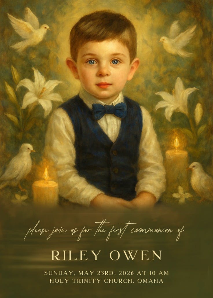 Pure & precious - first holy communion invitation