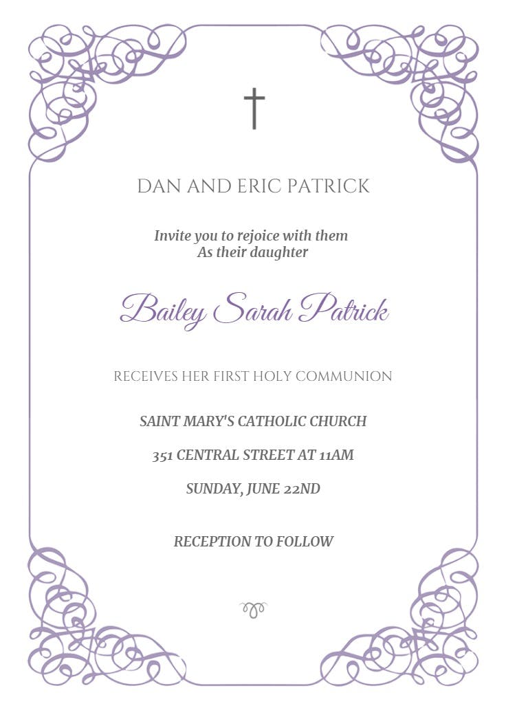 Receiving holy communion - first holy communion invitation