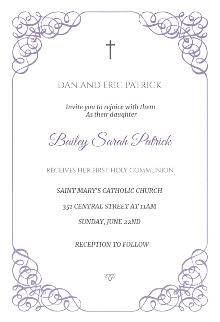 Receiving holy communion - first holy communion invitation