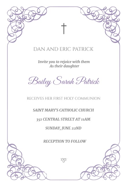 Receiving Holy Communion First Holy Communion Invitation Template Free Greetings Island
