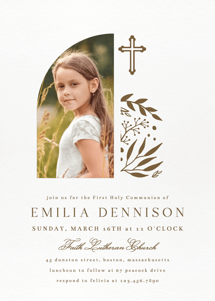 Rejoicing in faith - first holy communion invitation