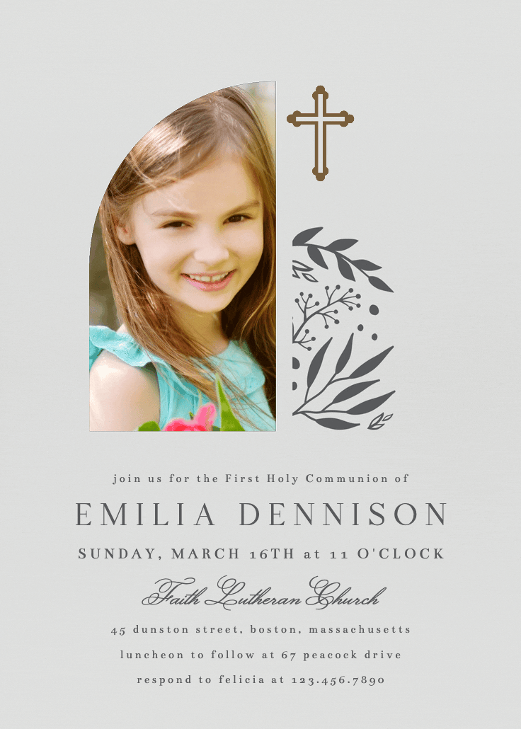 Rejoicing in faith - first holy communion invitation