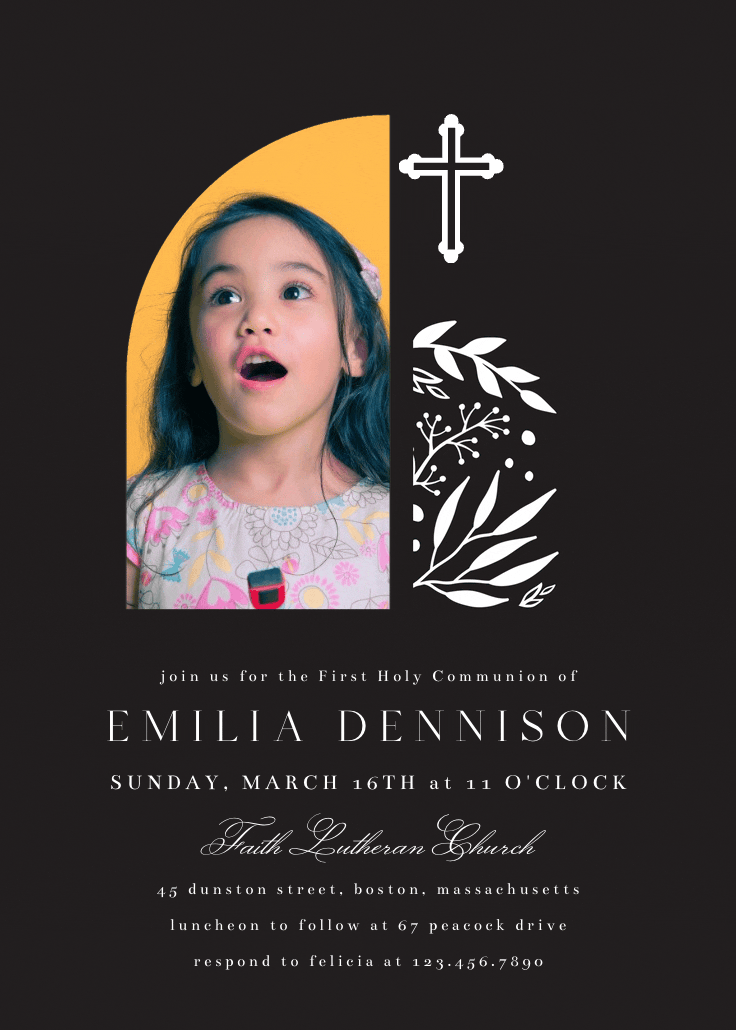 Rejoicing in faith - first holy communion invitation