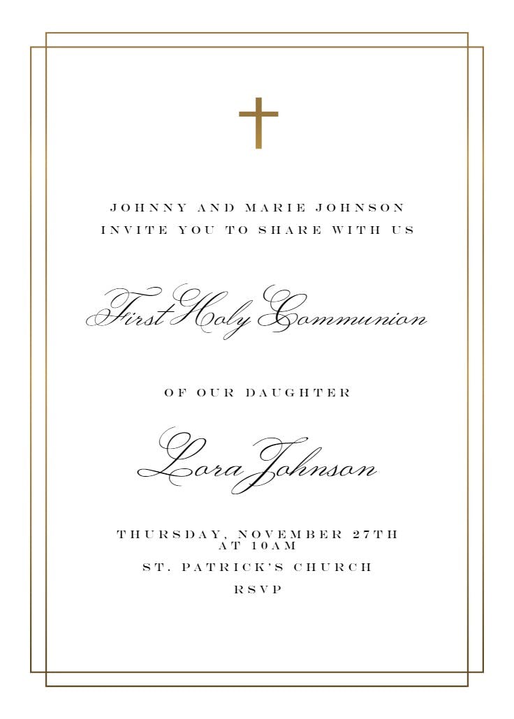 Simple - first holy communion invitation