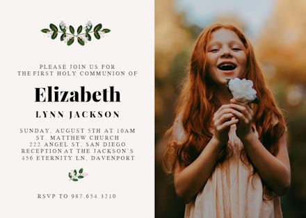 Soft Botanical - First Holy Communion Invitation