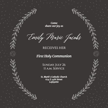 Sprays And Speckles - First Holy Communion Invitation Template (Free ...