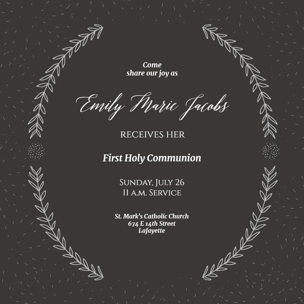 Sprays and speckles - first holy communion invitation