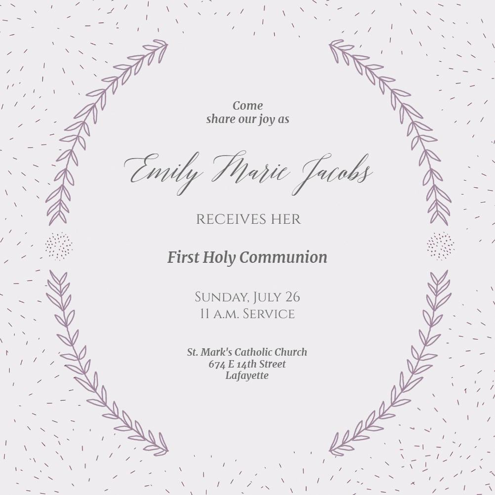 Sprays and speckles - first holy communion invitation