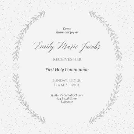 Sprays and Speckles - First Holy Communion Invitation