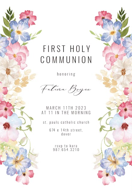 Spring Fairy Flower - First Holy Communion Invitation