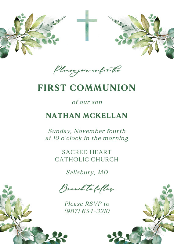 Sprouting Faith - First Holy Communion Invitation Template (Free ...