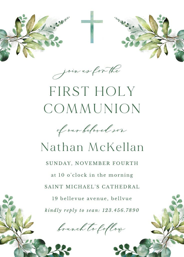 Sprouting faith - first holy communion invitation