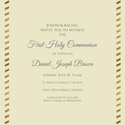 Stamped Trim - First Holy Communion Invitation