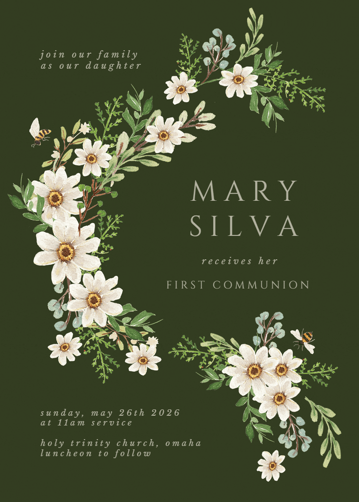 Sweeter together - first holy communion invitation