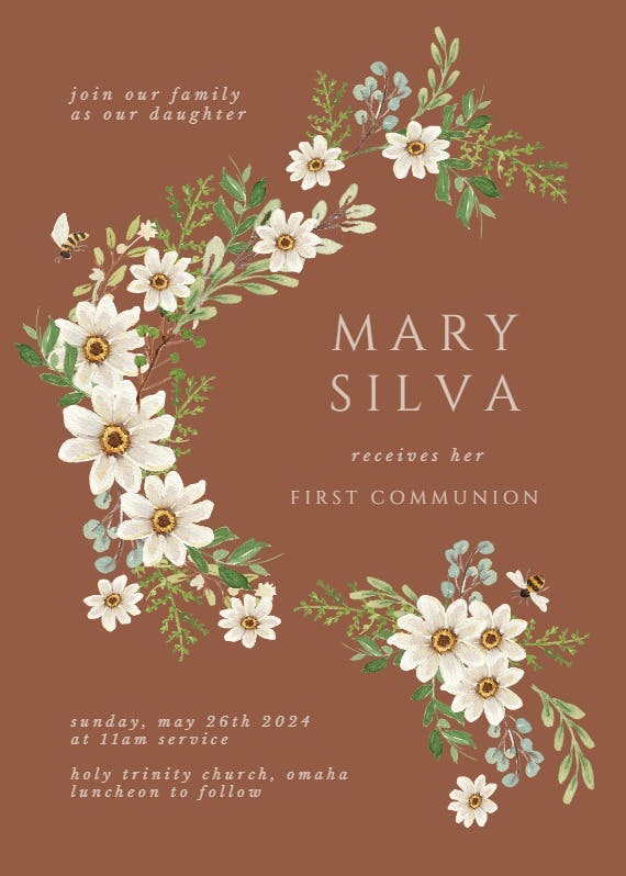 Sweeter together - first holy communion invitation