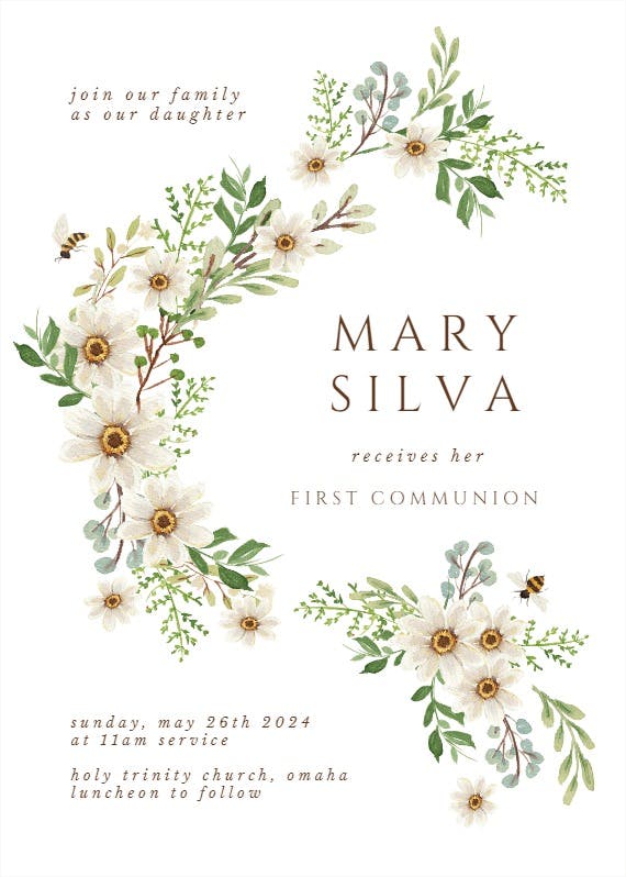Sweeter together - first holy communion invitation